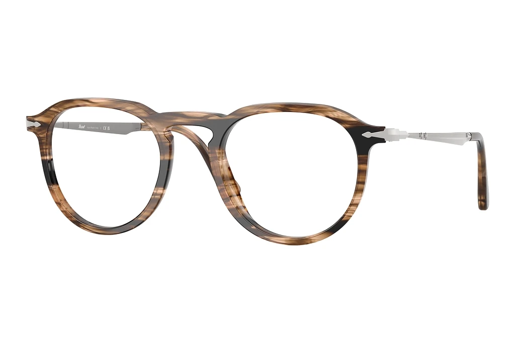Persol PO3387V 1236 Striped Black & Greish Brown Persol PO3387V 1236 Striped Black & Greish Brown