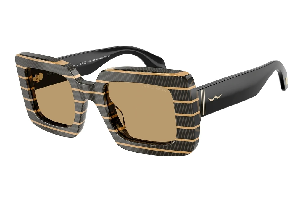 Giorgio Armani AR8241U 622673 BrownThin Striped Black/Gold Giorgio Armani AR8241U 622673 BrownThin Striped Black/Gold
