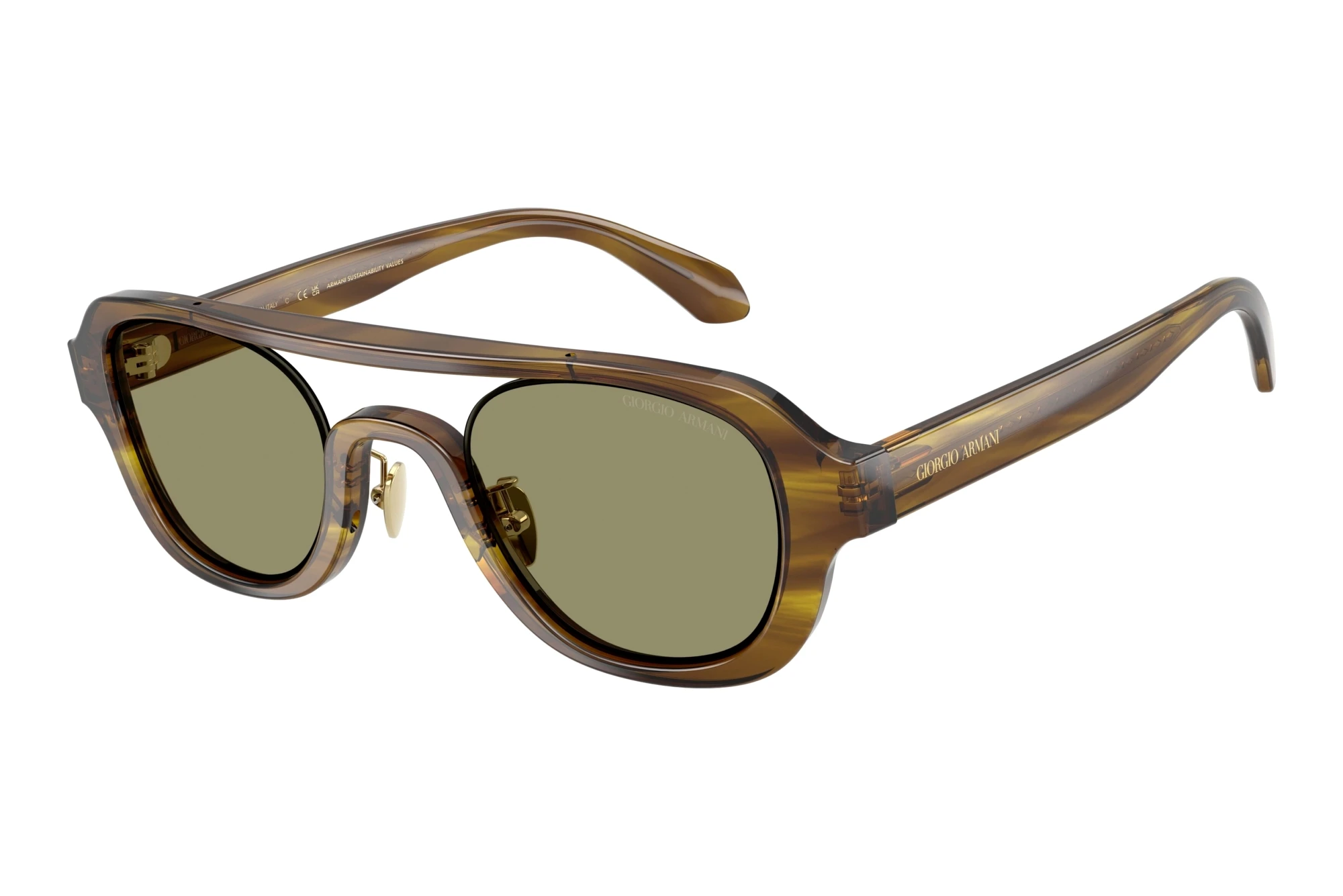 Giorgio Armani AR8247 63302A GreenStriped Brown & Light Brown Giorgio Armani AR8247 63302A GreenStriped Brown & Light Brown