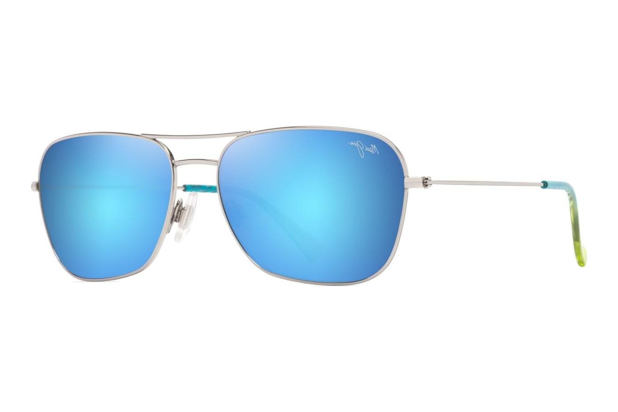 Maui Jim Naauao B675-17B Blue HawaiiShiny Silver w/Blue & Green Maui Jim Naauao B675-17B Blue HawaiiShiny Silver w/Blue & Green