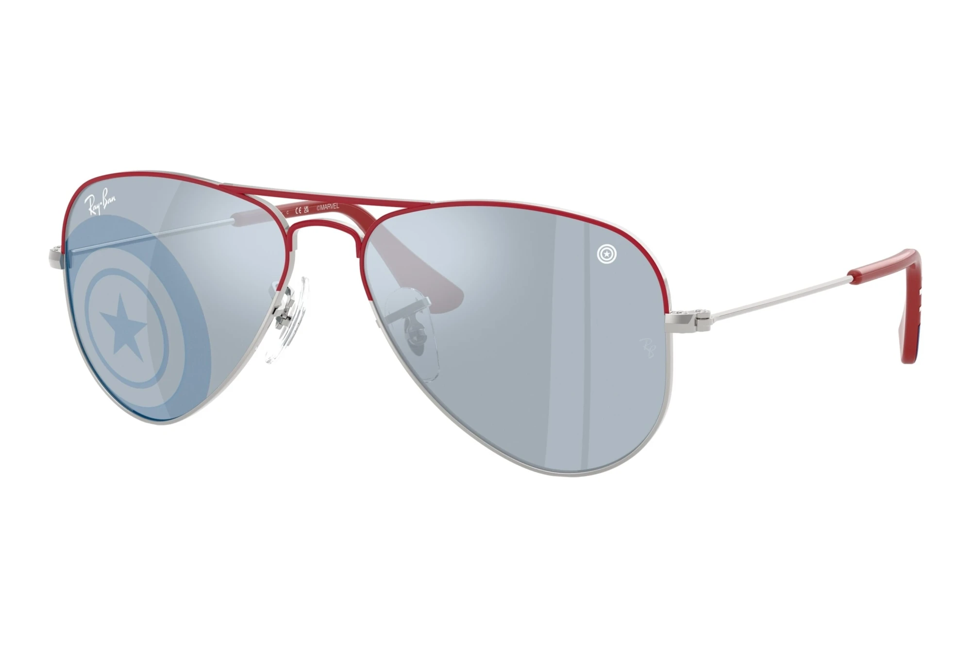Ray-Ban Kids RJ9506S 305/U3 Blue Captain America PrintSilver With Top Red Ray-Ban Kids RJ9506S 305/U3 Blue Captain America PrintSilver With Top Red
