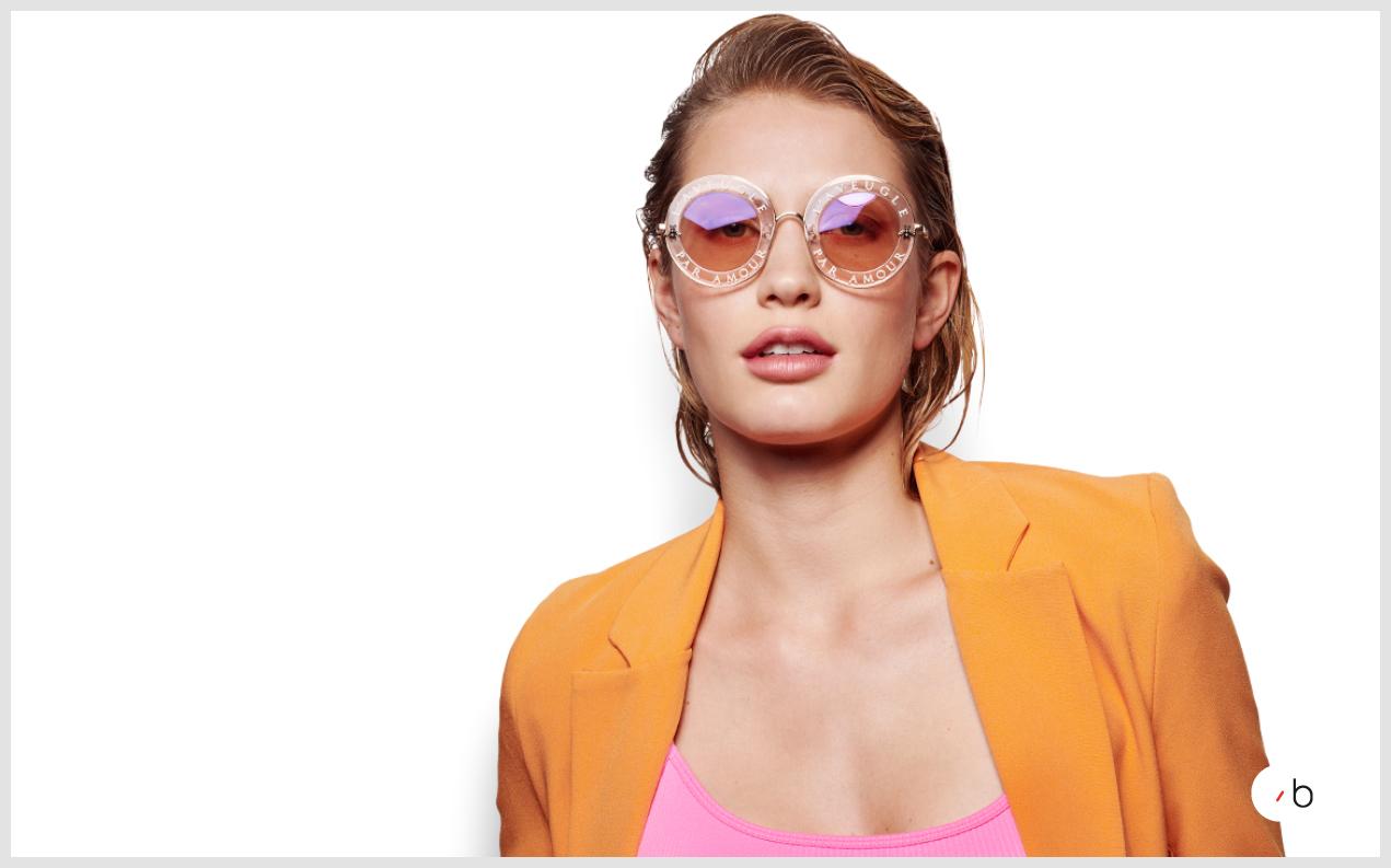 Female model wearing pink gucci sunglasses for women