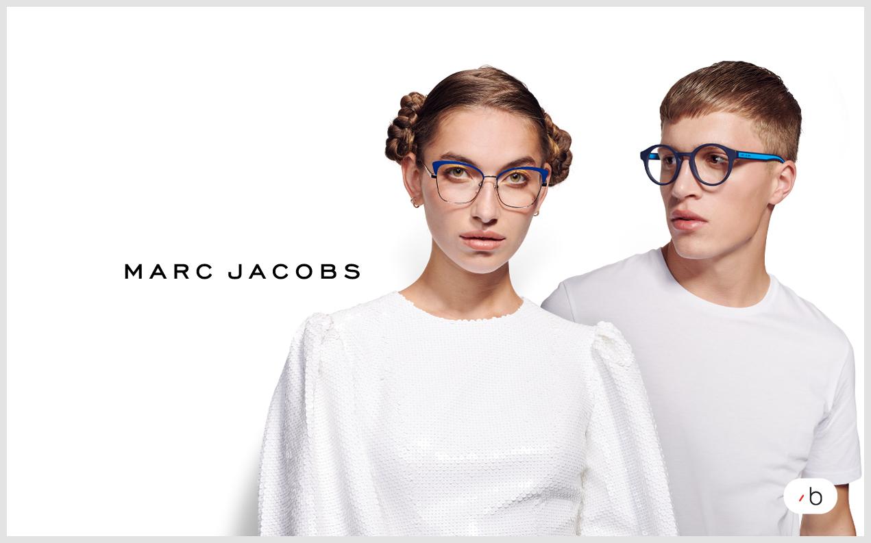 Marc Jacobs eyeglasses worn by a male and a female model