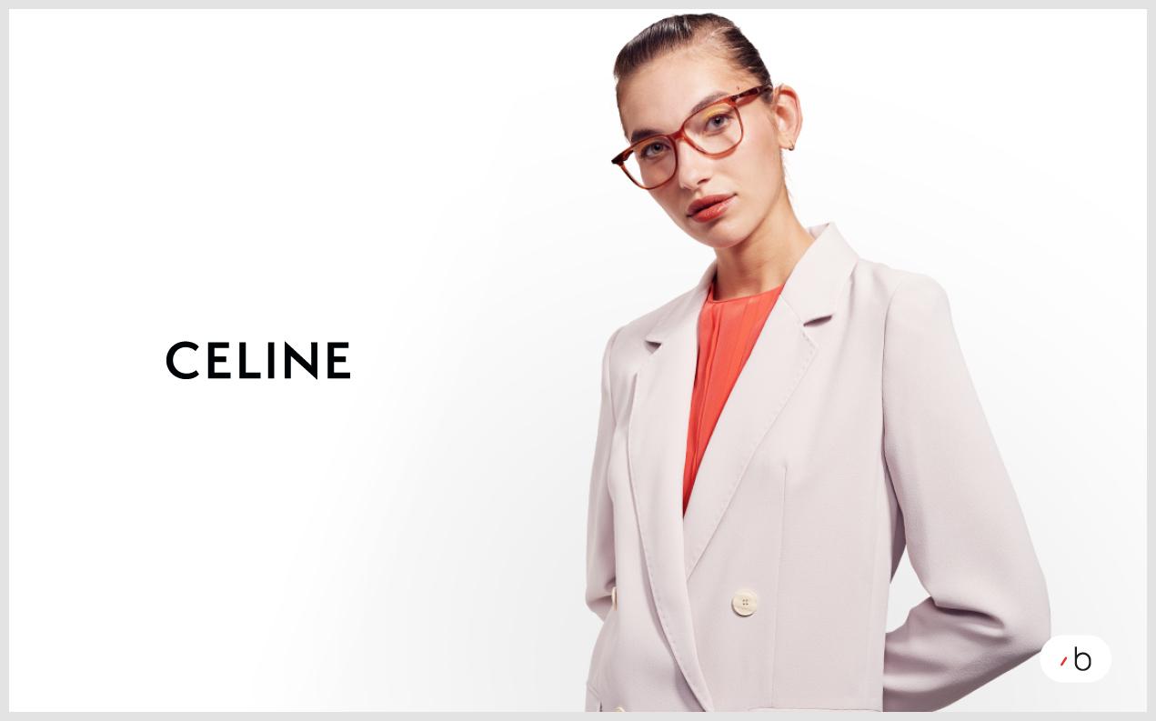 Female model wearing Celine prescription glasses
