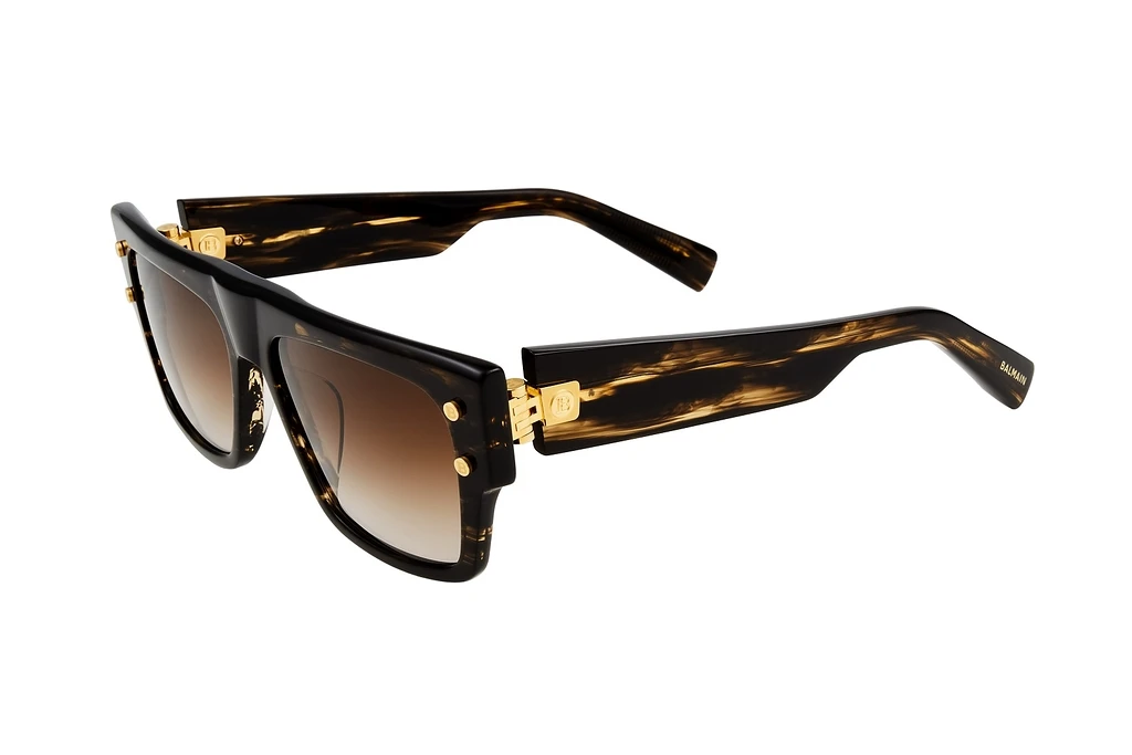 Balmain Paris   BPS-116 B Dark Brown Swirl - Gold  w/ Dark Brown to Clear - AR