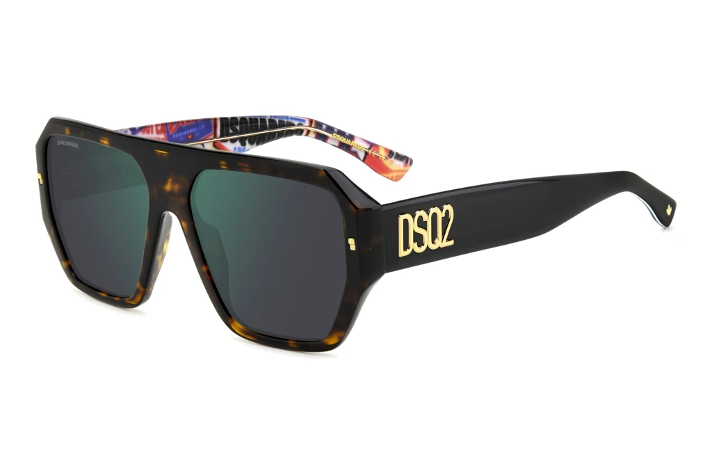 Dsquared2   D2 0128/S 2VM/MT GREEN MIRRORHAVANA PATTERN