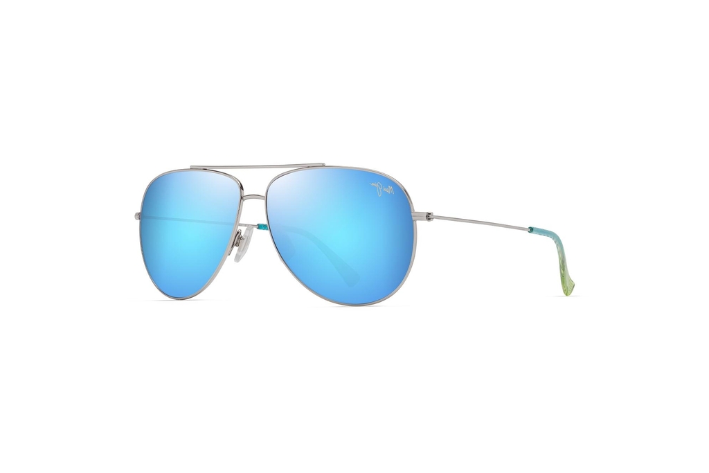 Maui Jim   Hauoli XL B674-17B Blue HawaiiShiny Silver w/Blue & Green