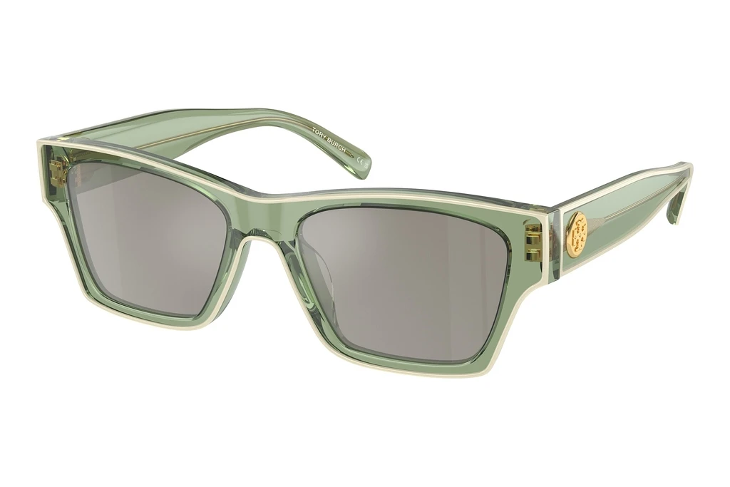 Tory Burch   TY7207U 20026G Light Grey Silver MirrorTransparent Green & Ivory