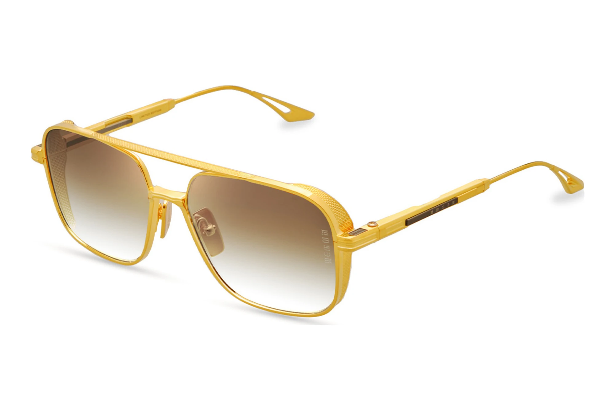 DITA-EPILUXURY   DES-011 01A DARK BROWN TO CLEAR GRADIENT - GOLD ARYELLOW GOLD - BLACK IRON