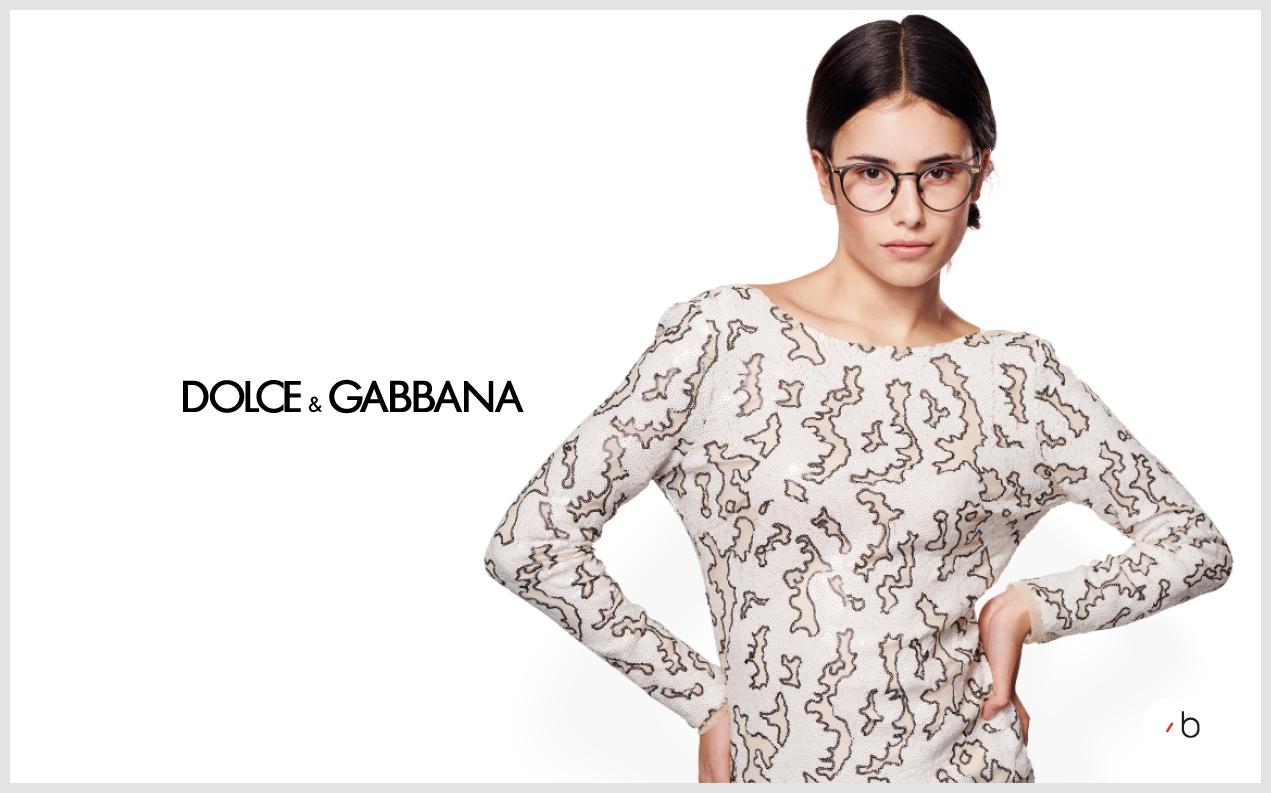 Female model wearing Dolce and gabbana prescription glasses for women