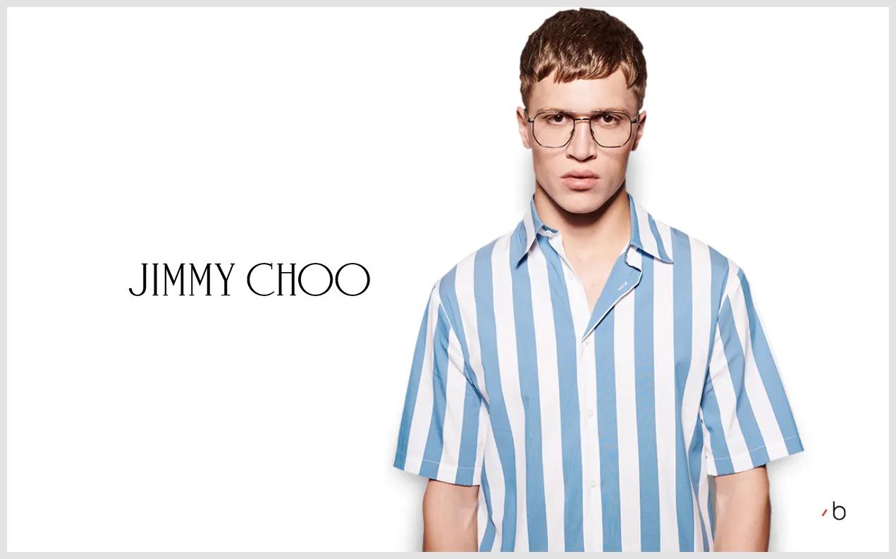 Male model wearing metal men's Jimmy Choo glasses