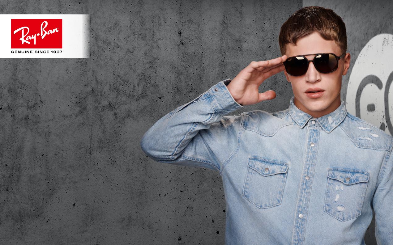 Male model wearing Men's ray-ban sunglasses