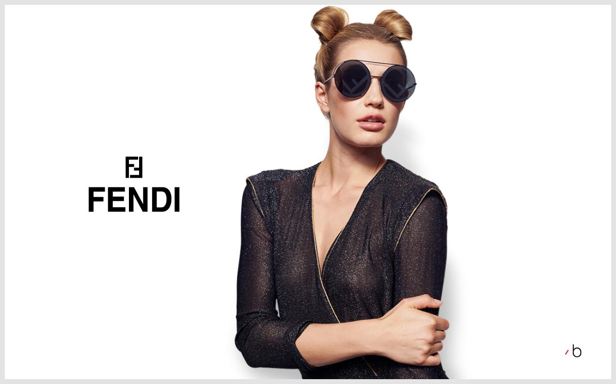 Female model wearing black Fendi sunglasses