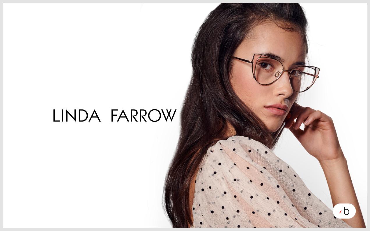 female model wearing womens linda farrow glasses