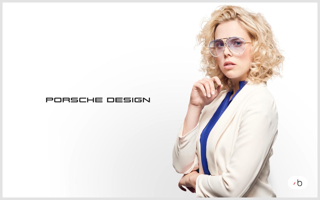 Kvinnlig modell bär solglasögon från Porsche Design