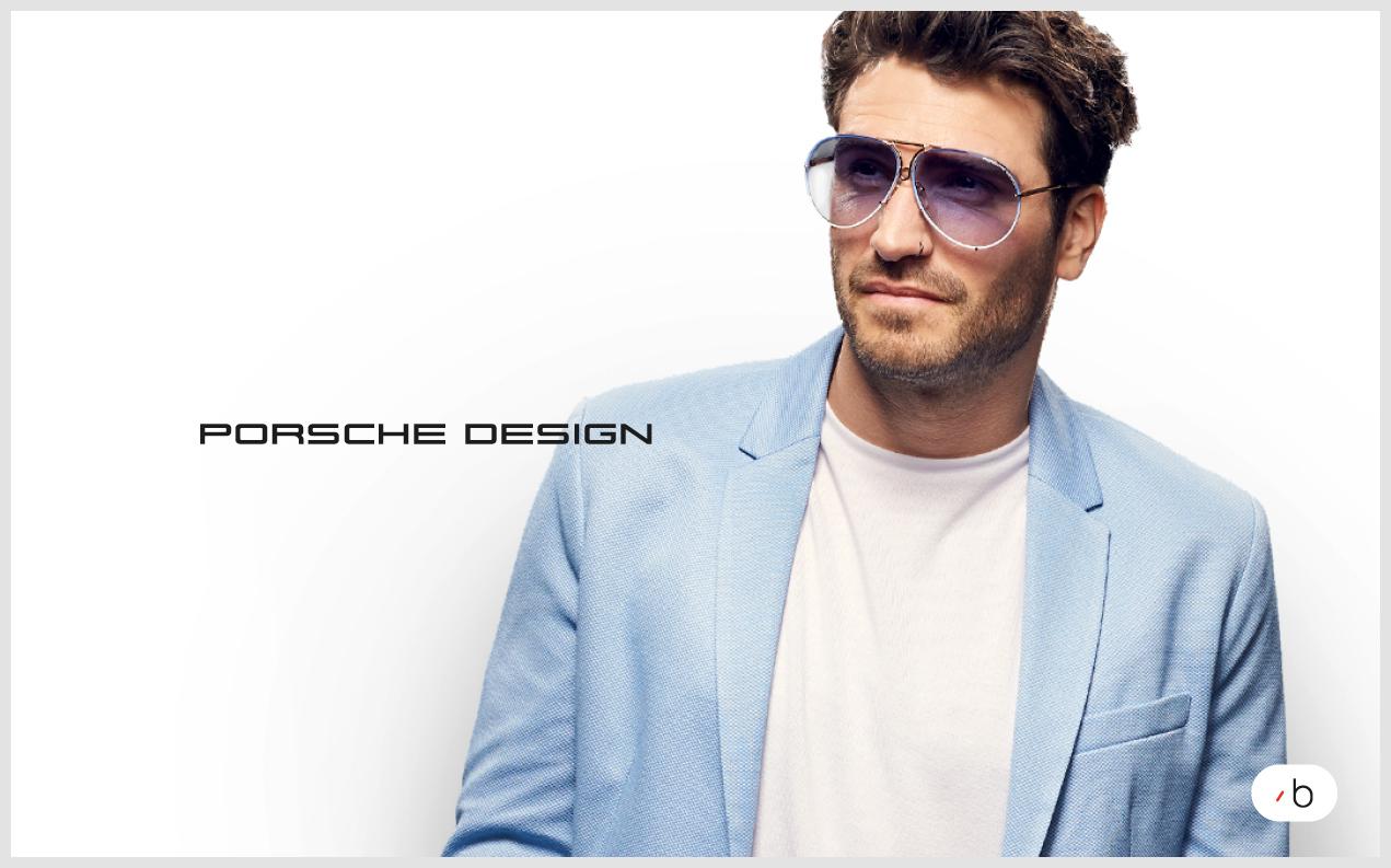 Manlig modell bär solglasögon från Porsche Design