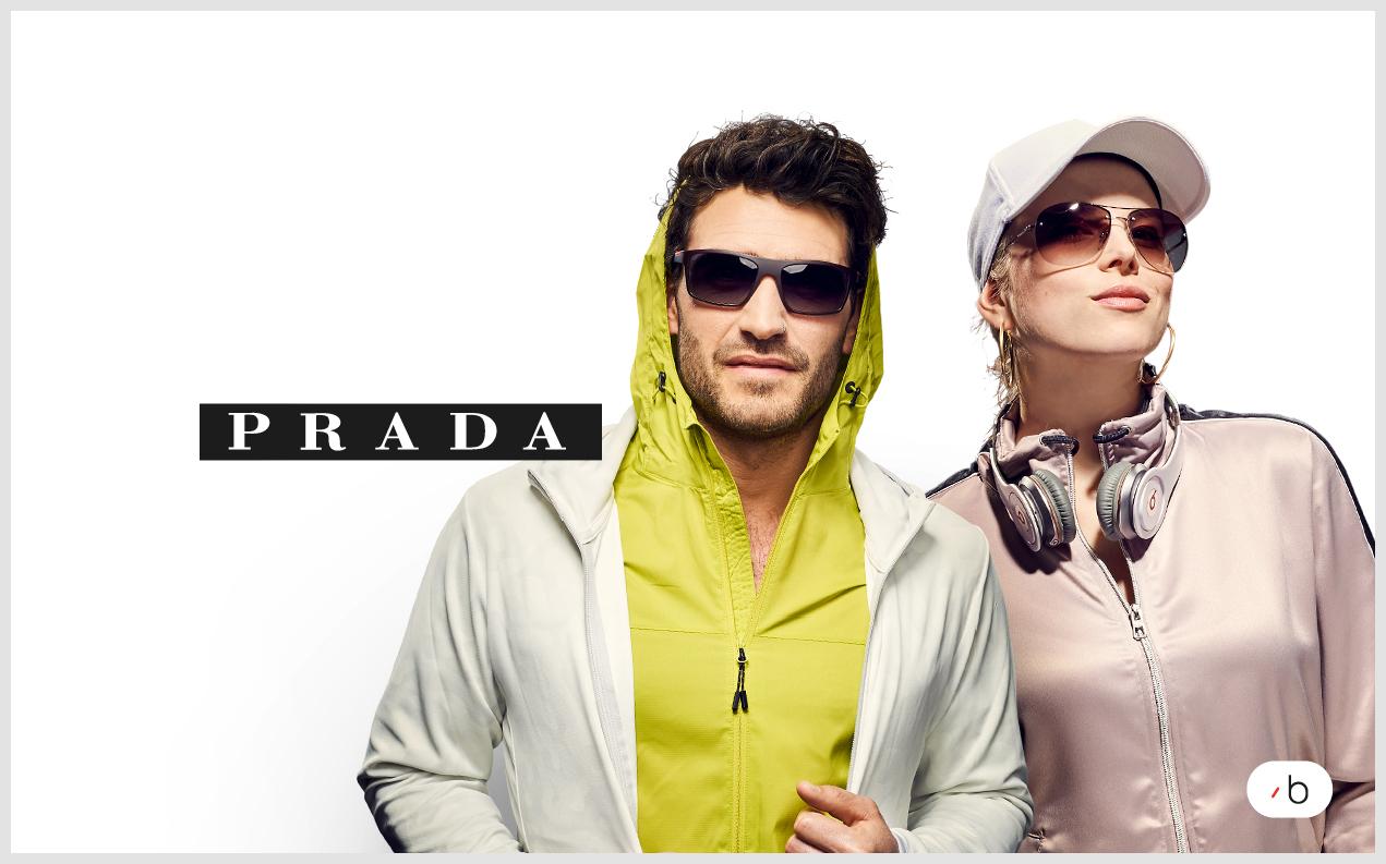 Manlig och kvinnlig modell bär solglasögon från Prada Sport