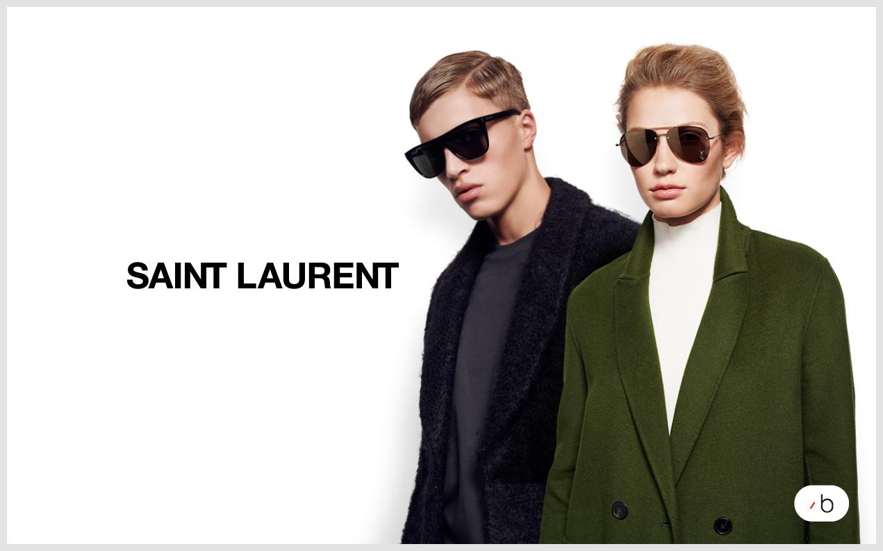 Kvinnlig och manlig modell bär solglasögon från Saint Laurent