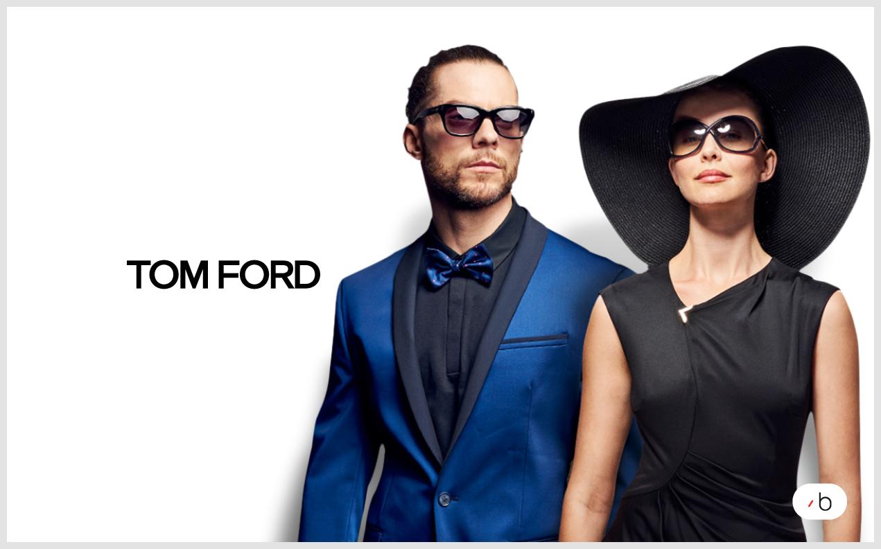 Kvinnlig och manlig modell bär solglasögon från Tom Ford